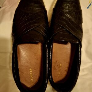Halogen Black Croc-Embossed Men's Loafers